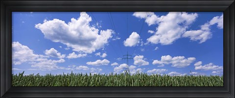 Framed Wheat field and transmission tower, Baden-Wurttemberg, Germany Print