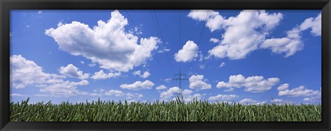 Framed Wheat field and transmission tower, Baden-Wurttemberg, Germany Print
