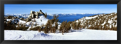 Framed Trees on a snow covered landscape, Heavenly Mountain Resort, Lake Tahoe, California-Nevada Border, USA Print