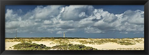 Framed Clouds over the beach with California Lighthouse in the background, Aruba Print