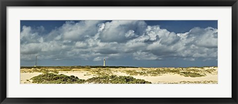 Framed Clouds over the beach with California Lighthouse in the background, Aruba Print