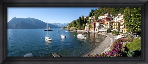 Framed Early evening view of waterfront at Varenna, Lake Como, Lombardy, Italy Print