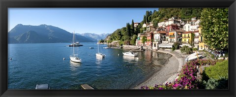 Framed Early evening view of waterfront at Varenna, Lake Como, Lombardy, Italy Print