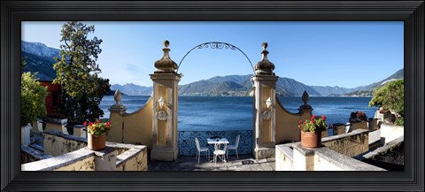 Framed View of Lake Como from a patio, Varenna, Lombardy, Italy Print