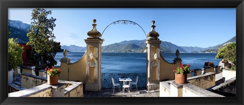Framed View of Lake Como from a patio, Varenna, Lombardy, Italy Print