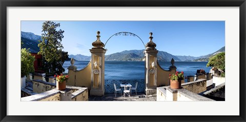 Framed View of Lake Como from a patio, Varenna, Lombardy, Italy Print