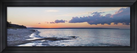 Framed Sunset over Miner&#39;s Beach, Pictured Rocks National Lakeshore, Upper Peninsula, Michigan, USA Print