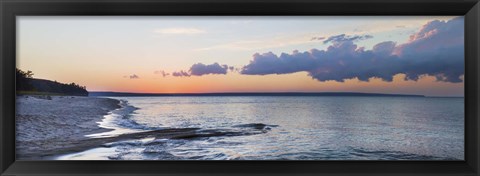 Framed Sunset over Miner&#39;s Beach, Pictured Rocks National Lakeshore, Upper Peninsula, Michigan, USA Print