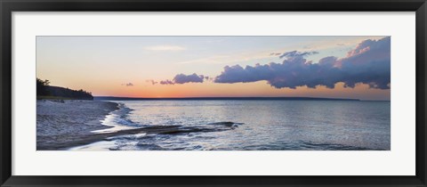Framed Sunset over Miner&#39;s Beach, Pictured Rocks National Lakeshore, Upper Peninsula, Michigan, USA Print