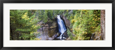 Framed Waterfall in a forest, Miners Falls, Rocks National Lakeshore, Upper Peninsula, Michigan, USA Print