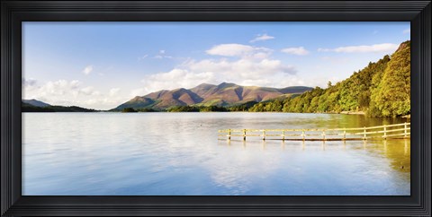 Framed Lake with mountains in the background, Derwent Water, Lake District National Park, Cumbria, England Print