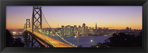 Framed San Francisco Bay Bridge At Dusk, California Print