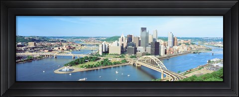 Framed Daytime Skyline With The Allegheny, Pittsburgh, Pennsylvania, USA Print