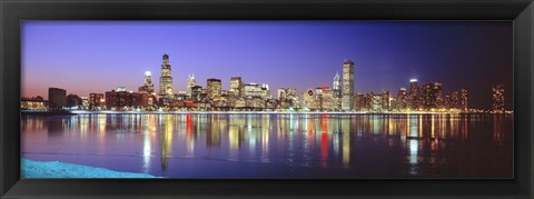 Framed USA, Illinois, Chicago, night Print