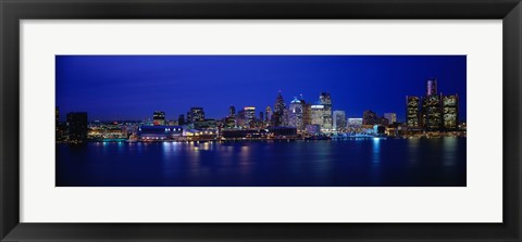 Framed USA, Michigan, Detroit, night Print