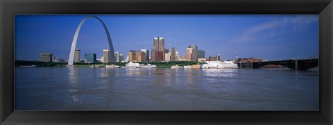 Framed Gateway Arch and city skyline viewed from the Mississippi River, St. Louis, Missouri, USA Print