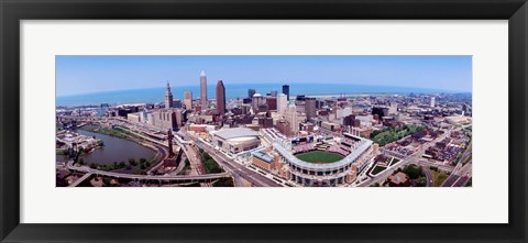 Framed Aerial View Of Jacobs Field, Cleveland, Ohio, USA Print