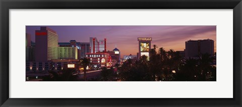 Framed Casinos At Twilight, Las Vegas, Nevada, USA Print