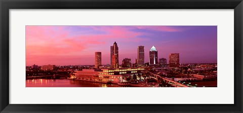 Framed USA, Florida, Tampa , night Print