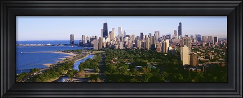 Framed Aerial View Of Skyline, Chicago, Illinois, USA Print