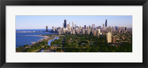 Framed Aerial View Of Skyline, Chicago, Illinois, USA Print