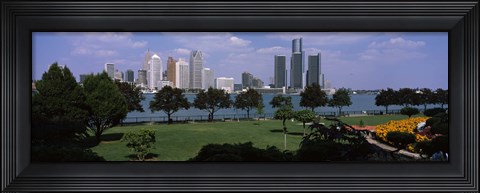 Framed Trees in a park with buildings in the background, Detroit, Wayne County, Michigan, USA Print