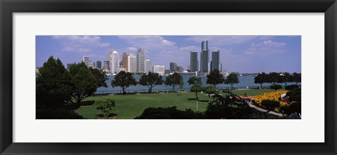 Framed Trees in a park with buildings in the background, Detroit, Wayne County, Michigan, USA Print