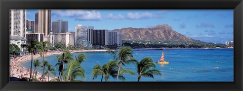 Framed Waikiki Beach, Honolulu, Hawaii, USA Print