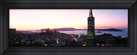 Framed Night Skyline With View Of Transamerica Building And Golden Gate Bridge, San Francisco, California, USA Print