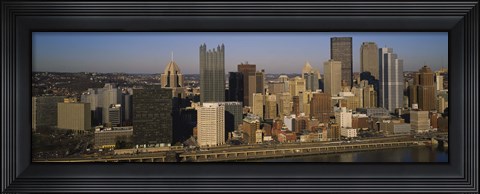 Framed High angle view of buildings in a city, Pittsburgh, Pennsylvania, USA Print