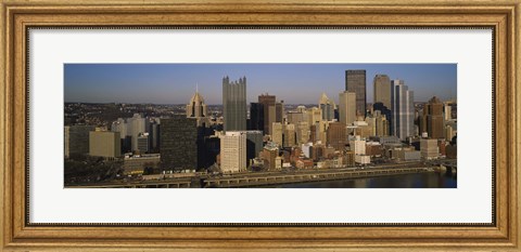 Framed High angle view of buildings in a city, Pittsburgh, Pennsylvania, USA Print