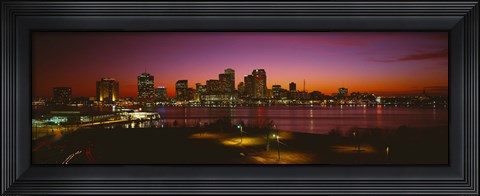 Framed Buildings lit up at night, New Orleans, Louisiana, USA Print