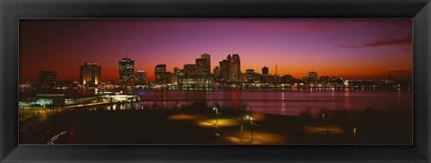 Framed Buildings lit up at night, New Orleans, Louisiana, USA Print