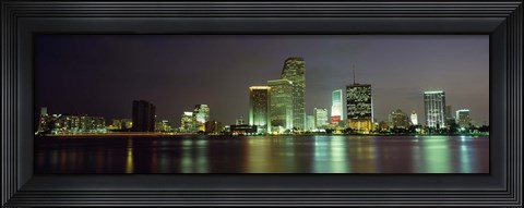 Framed Miami Skyline at Night Print