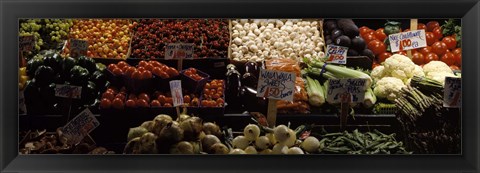 Framed Vegetables at Pike Place Market, Seattle, Washington Print