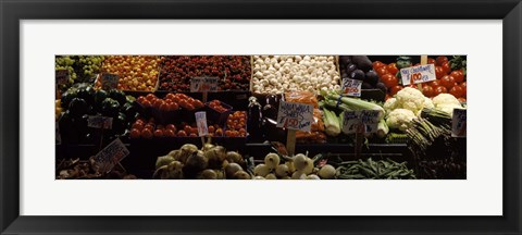 Framed Vegetables at Pike Place Market, Seattle, Washington Print