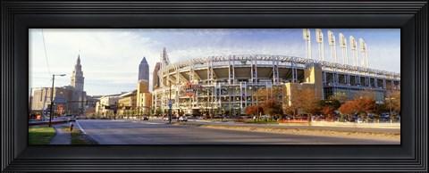 Framed Low angle view of baseball stadium, Jacobs Field, Cleveland, Ohio, USA Print