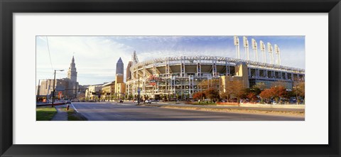 Framed Low angle view of baseball stadium, Jacobs Field, Cleveland, Ohio, USA Print