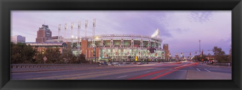 Framed Baseball stadium at the roadside, Jacobs Field, Cleveland, Cuyahoga County, Ohio, USA Print