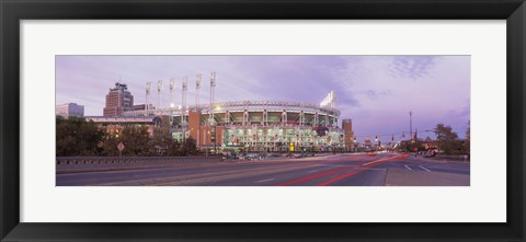 Framed Baseball stadium at the roadside, Jacobs Field, Cleveland, Cuyahoga County, Ohio, USA Print