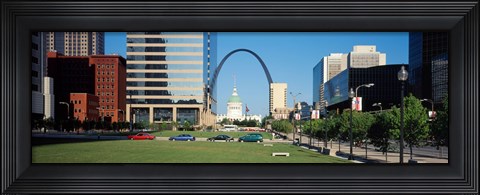 Framed Buildings in a city, Gateway Arch, Old Courthouse, St. Louis, Missouri, USA Print