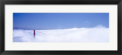 Framed San Francisco Golden Gate Bridge California in smog Print