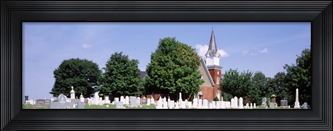 Framed Cemetery in front of a church, Clynmalira Methodist Cemetery, Baltimore, Maryland, USA Print