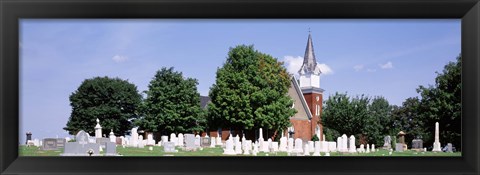 Framed Cemetery in front of a church, Clynmalira Methodist Cemetery, Baltimore, Maryland, USA Print