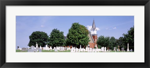 Framed Cemetery in front of a church, Clynmalira Methodist Cemetery, Baltimore, Maryland, USA Print