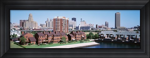 Framed High Angle View Of City Buildings, Erie Basin Marina, Buffalo, New York State, USA Print