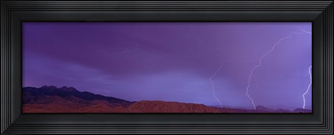 Framed Clouds lightning over the mountains, Mt Four Peaks, Phoenix, Arizona, USA Print