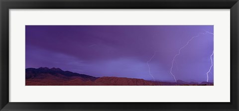 Framed Clouds lightning over the mountains, Mt Four Peaks, Phoenix, Arizona, USA Print