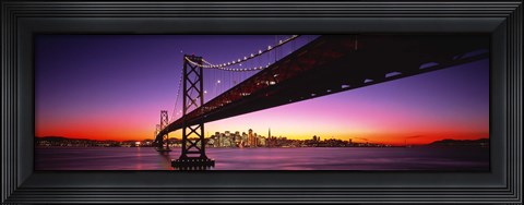 Framed San Francisco Bay Bridge with Purple Night Sky Print