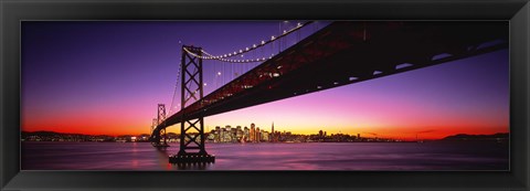 Framed San Francisco Bay Bridge with Purple Night Sky Print